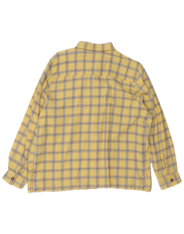 Giani Feroti Chemise surdimensionnée en flanelle pour femme UK 16 Grand coton à carreaux jaunes