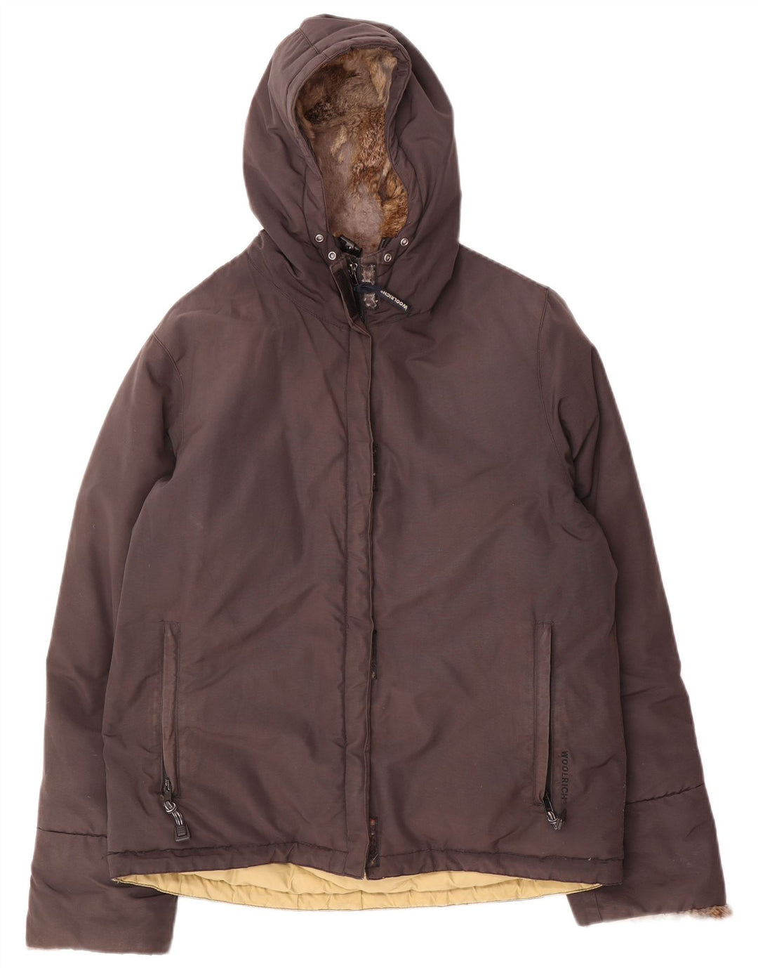 Woolrich Veste matelassée à capuche pour femme UK 16 Large Marron
