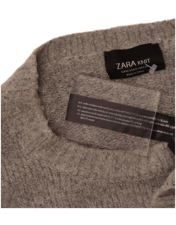 Zara Pull surdimensionné à col bateau pour femme UK 14 Gris moyen Acrylique