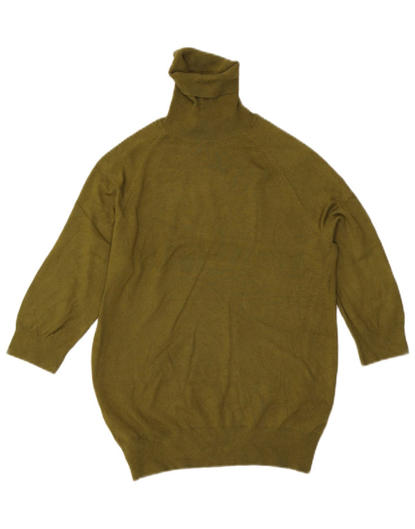 Zara Pull à manches 3/4 et col roulé pour femme UK 12 Kaki moyen en viscose