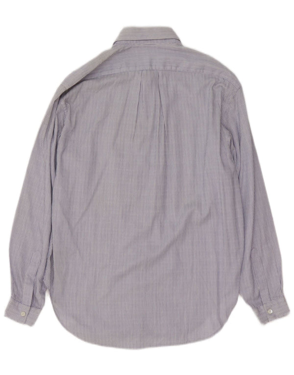 chemise femme vintage UK 14 Coton à fines rayures bleu moyen