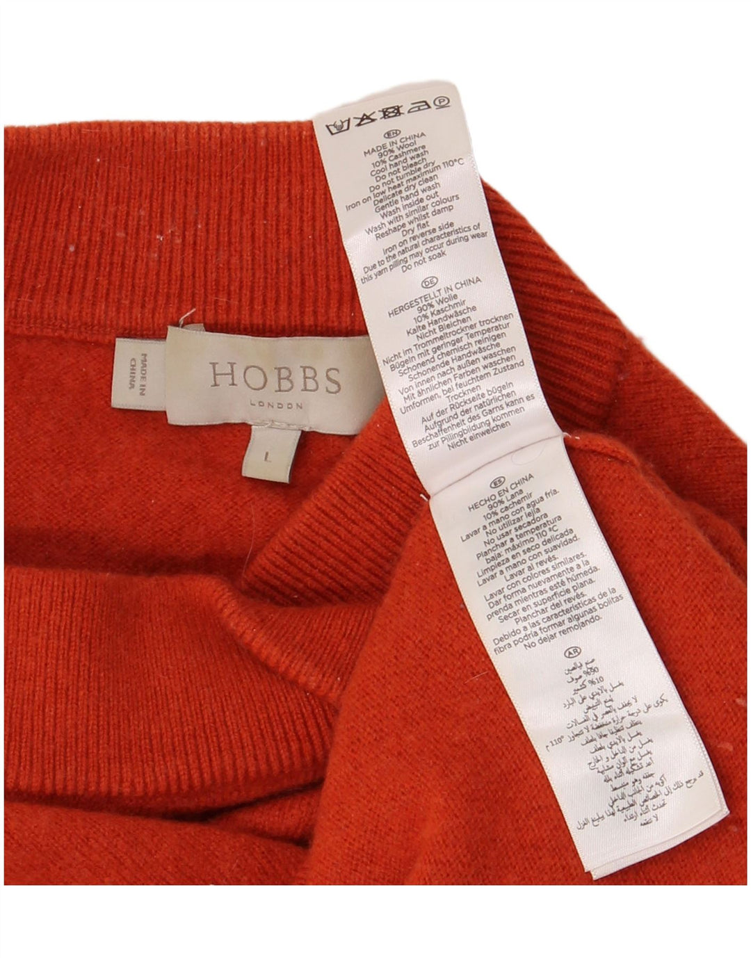 Hobbs Pull court à col roulé pour femme UK 16 Large Orange Laine
