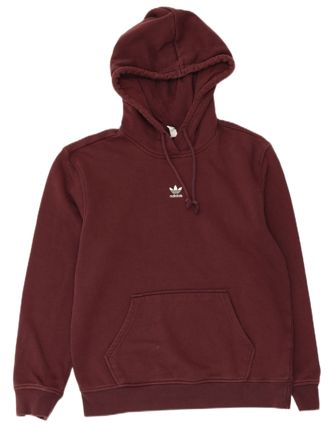 ADIDAS Pull à capuche surdimensionné pour femme UK 10 Petit coton bordeaux