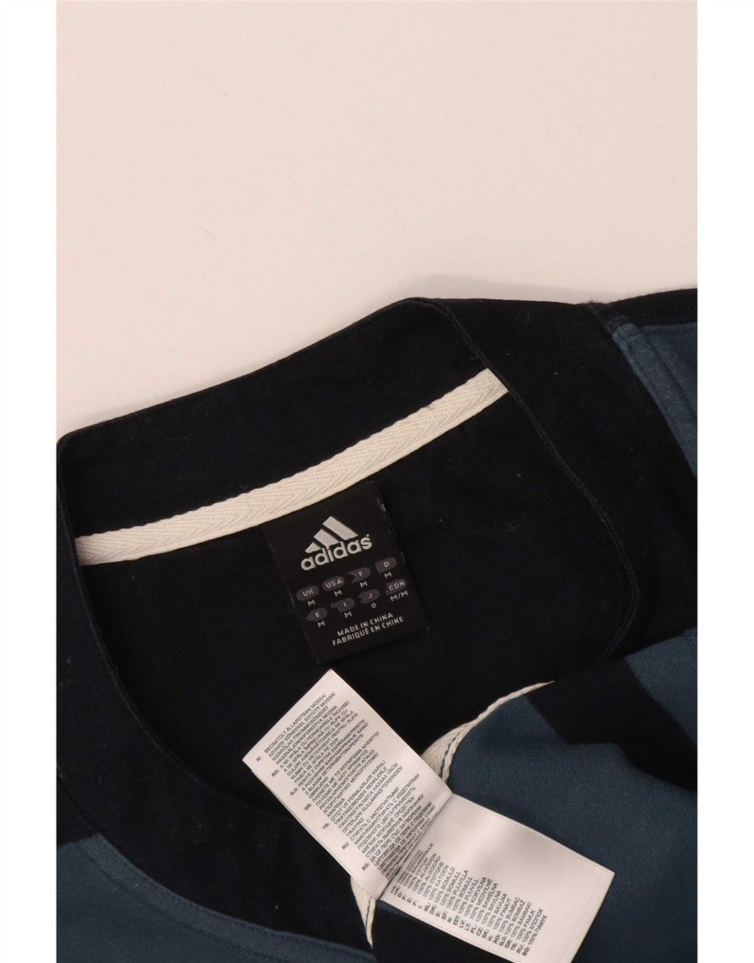 Adidas T-Shirt Homme Top Bleu Moyen Rayé Coton
