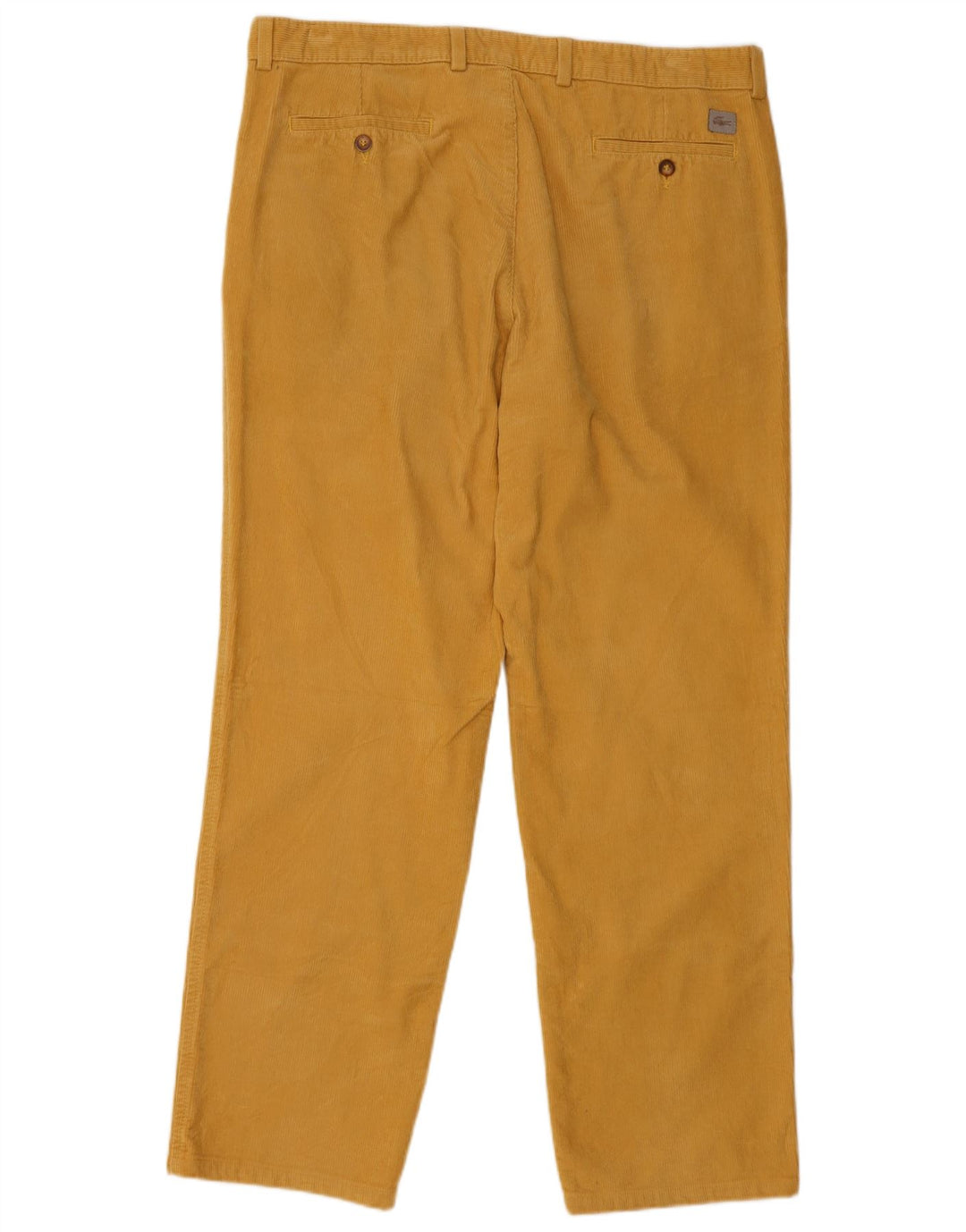 LACOSTE Mens Straight Corduroy Trousers Size 48 XL W38 L31 Yellow Cotton