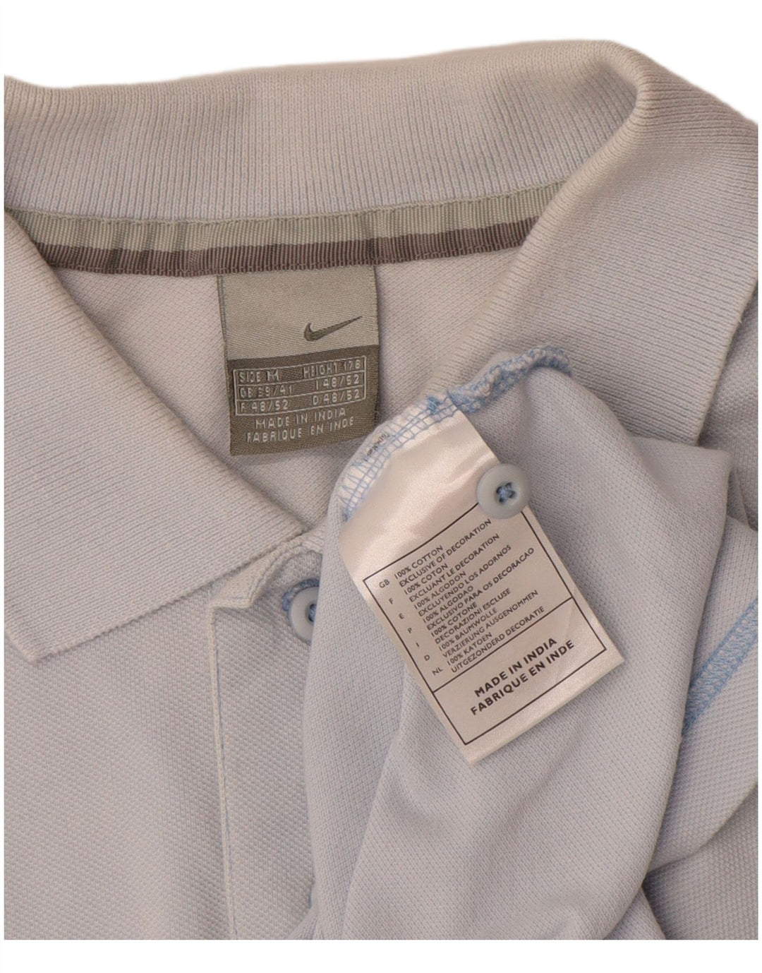 Polo Nike Homme UK 39/41 Bleu Moyen Coton