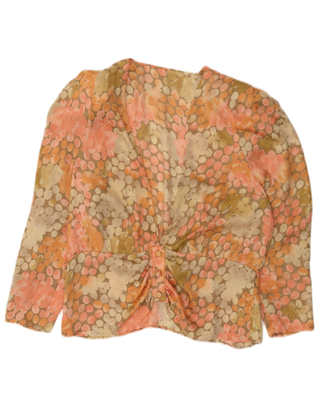 vintage Femme Chemise Blouse UK 16 Grand Multicolore Repéré