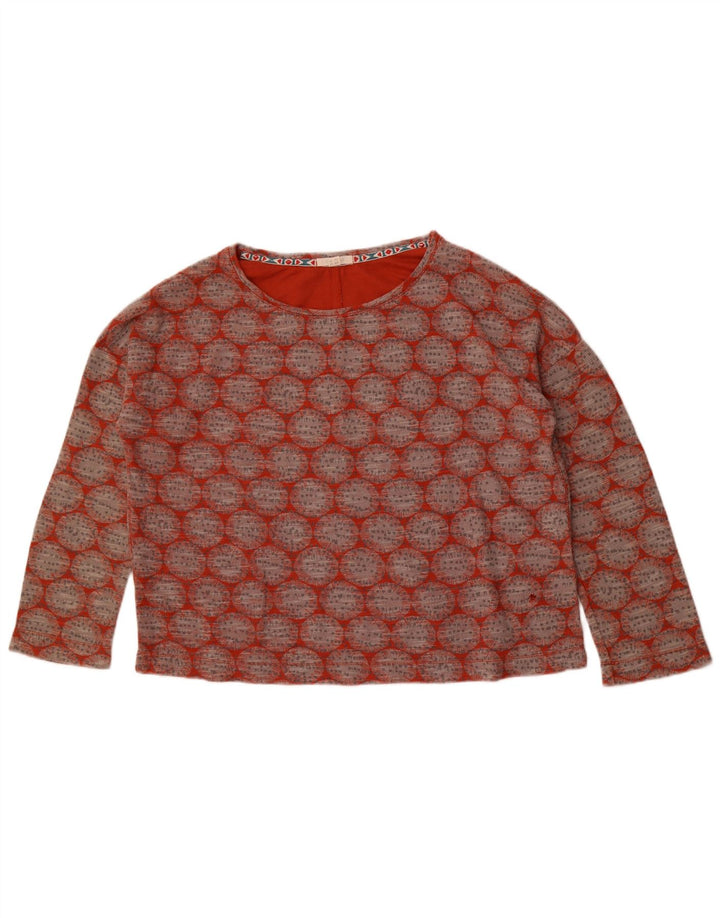 White Stuff Crop Top à manches longues pour femme UK 42 Rouge moyen géométrique