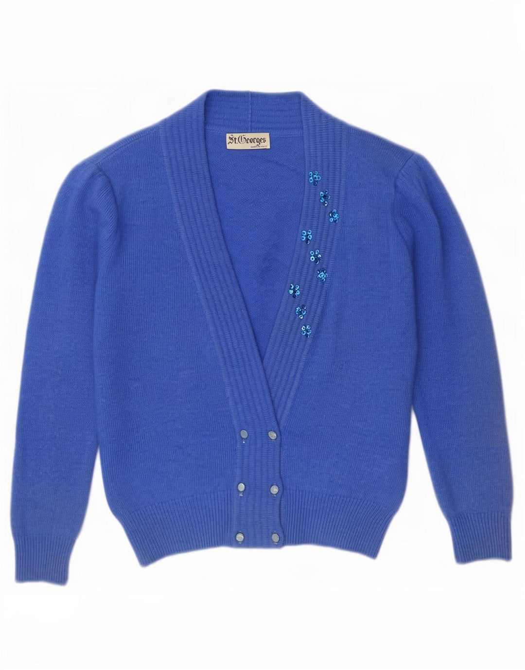 St. Georges Pull cardigan surdimensionné pour femme US 4 Small Bleu