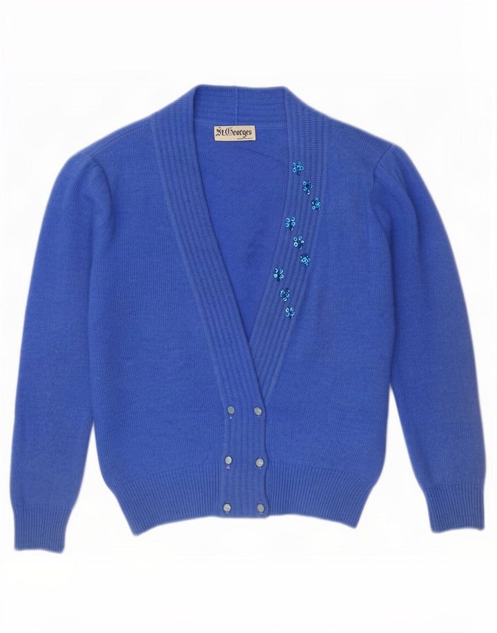 St. Georges Pull cardigan surdimensionné pour femme US 4 Small Bleu