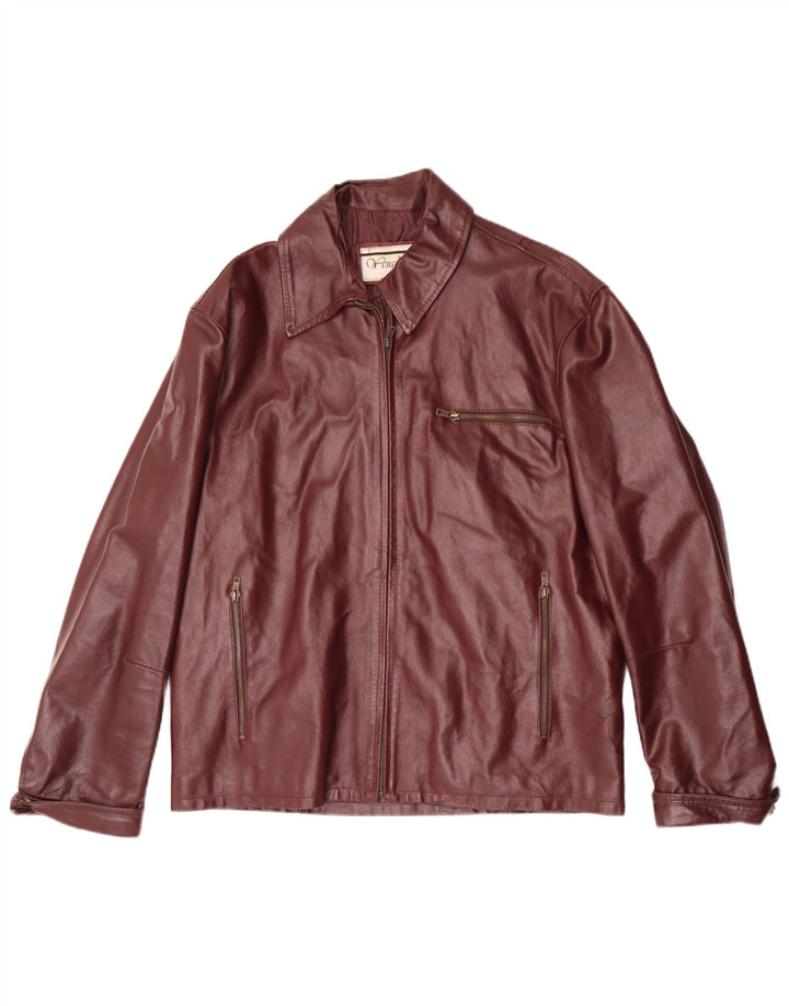 veste en cuir homme vintage UK 40 Grande Bourgogne