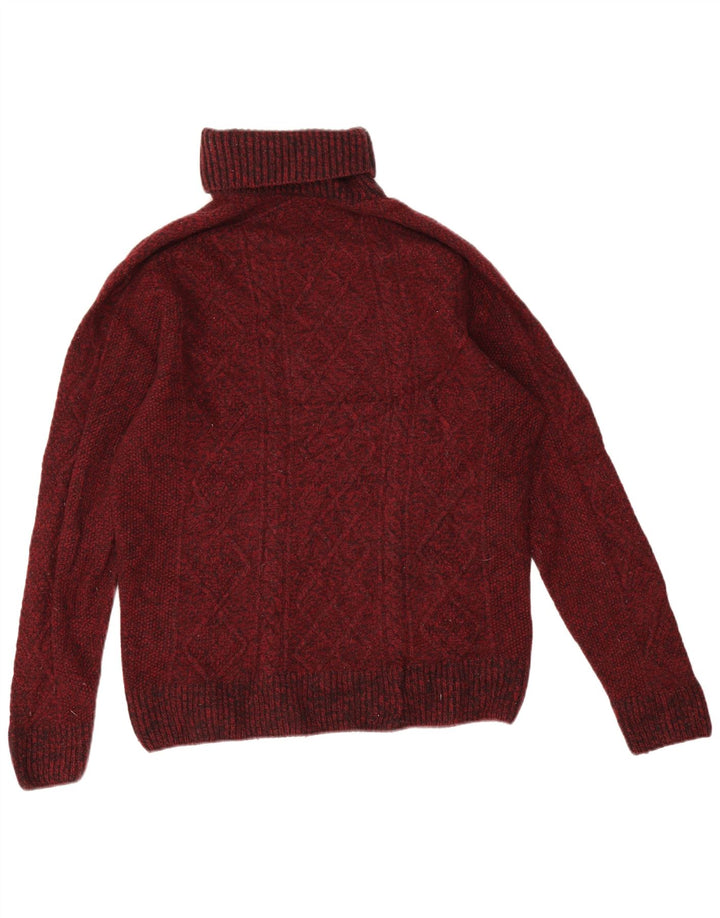 Lacoste Mens Roll Neck Jumper Pull Taille 5 Grande Laine Bordeaux