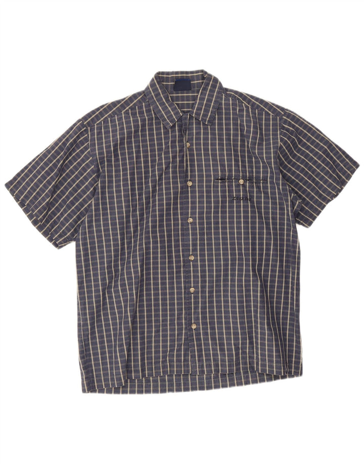Dickies Chemise à manches courtes homme en coton à carreaux bleu marine moyen