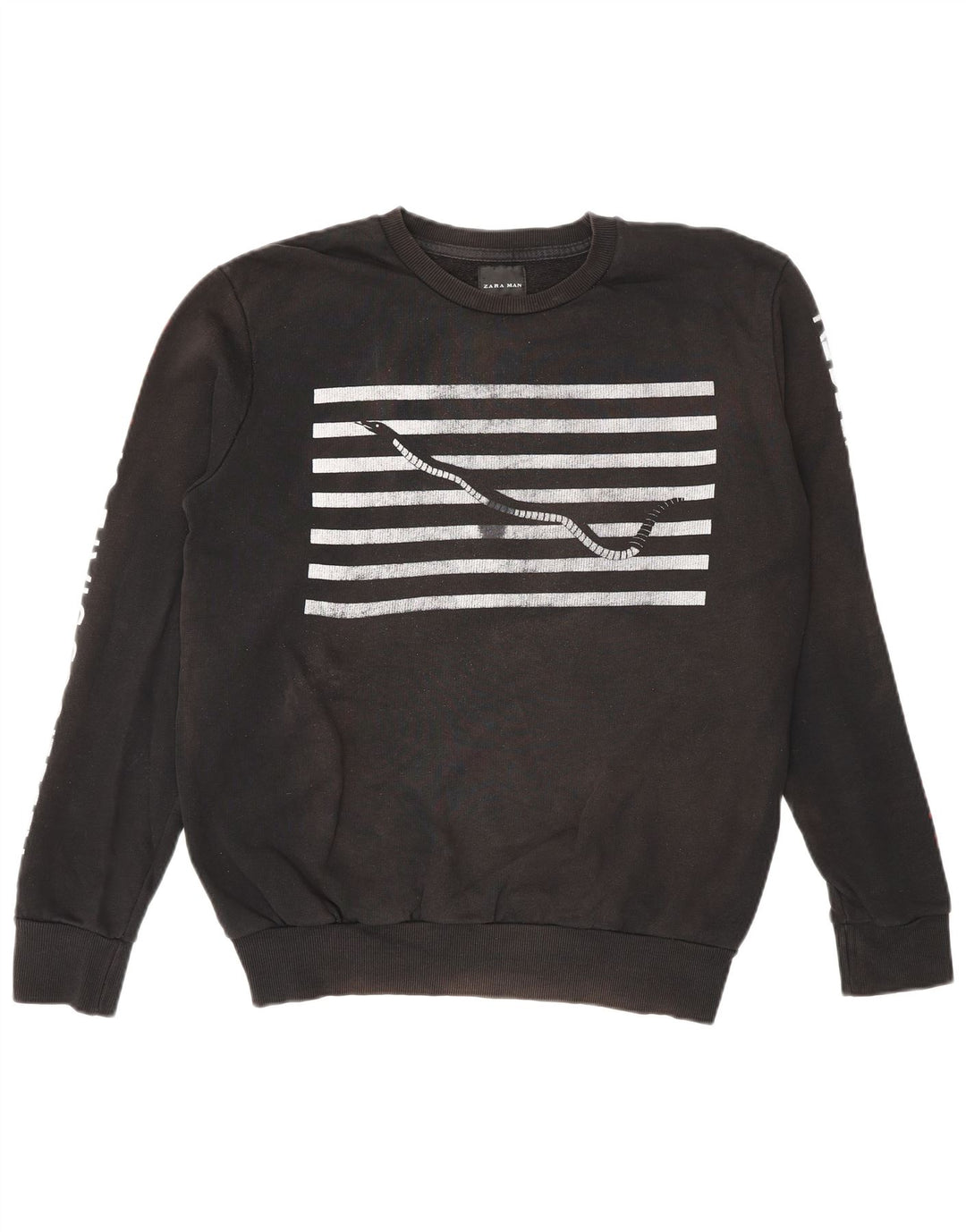 Zara Pull-over graphique pour hommes, petit, noir