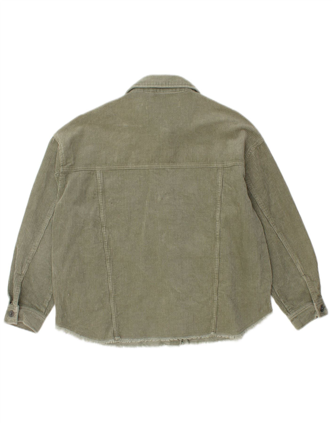 ZARA Femme Coupe Ample Surchemise Chemise En Velours Côtelé UK 6 XS Vert Coton