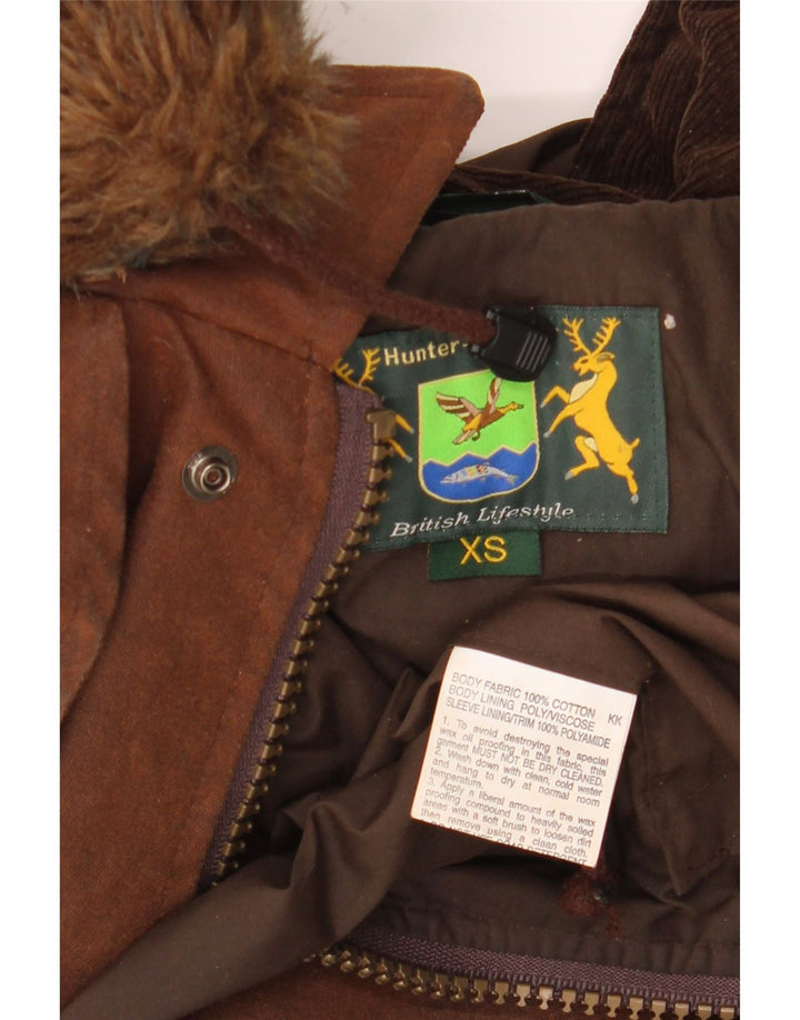 HUNTER Manteau Capelet à Capuche en Coton Ciré pour Hommes de Chasse UK 34 XS Coton Marron