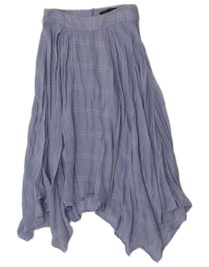 Zara Femme Jupe Asymétrique Petite W26 Bleu Carreaux Coton