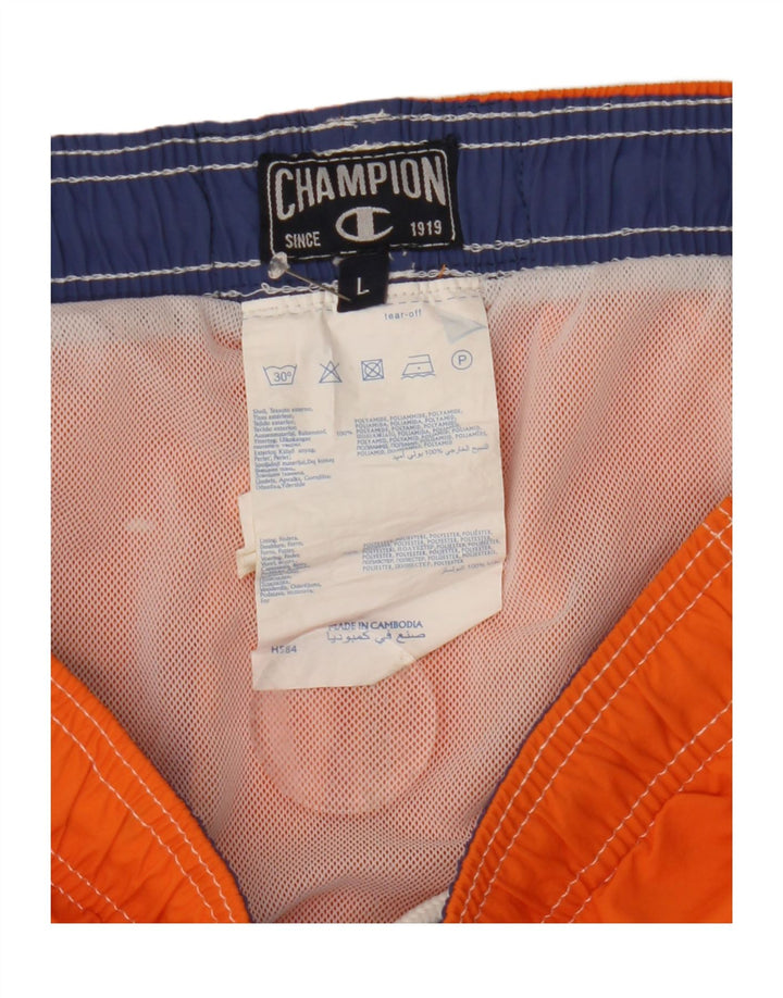 CHAMPION Mens Swimming Shorts Large  Orange Colourblock Polyester Vintage Champion and Second-Hand Champion from Messina Hembry 