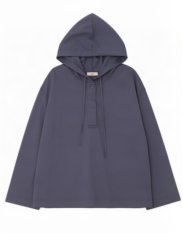 Cos Haut à capuche surdimensionné à manches longues pour femme UK 10 Petit coton bleu marine