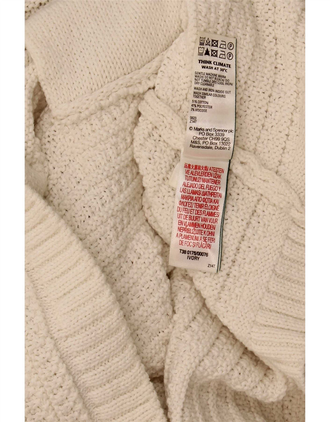Marks & Spencer Pull cardigan court pour femme UK 16 Large Blanc cassé