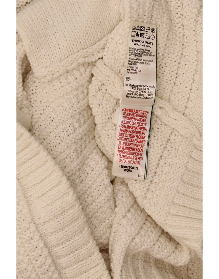 Marks & Spencer Pull cardigan court pour femme UK 16 Large Blanc cassé