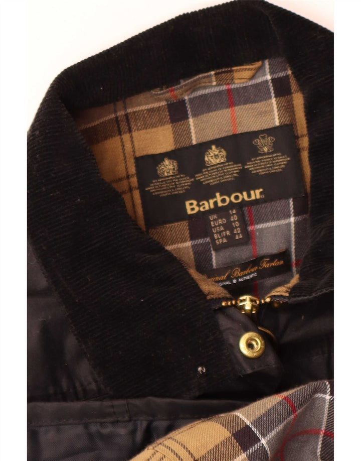Barbour Veste en coton ciré pour femme UK 14 Large Noir