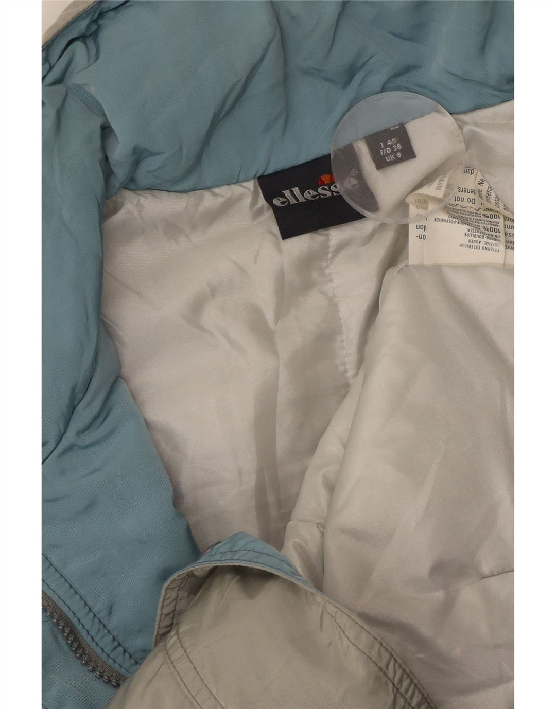 Ellesse Veste matelassée à capuche surdimensionnée pour femme UK 8 Small Gris Polyamide