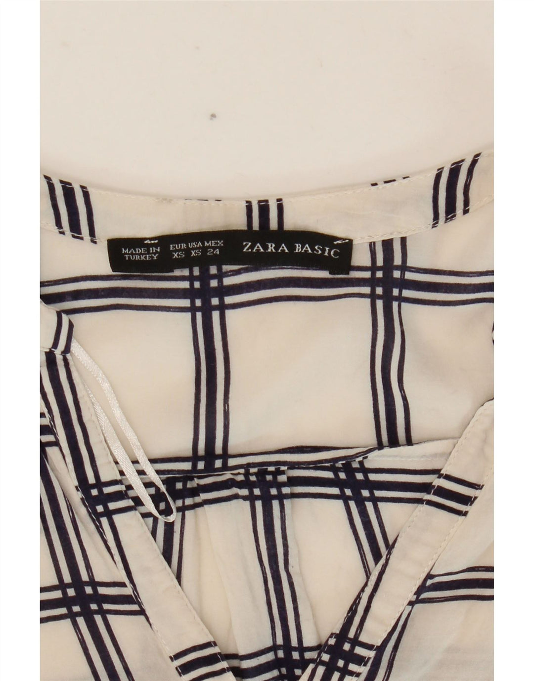 Zara Chemisier à manches 3/4 pour femme UK 6 XS Blanc à carreaux