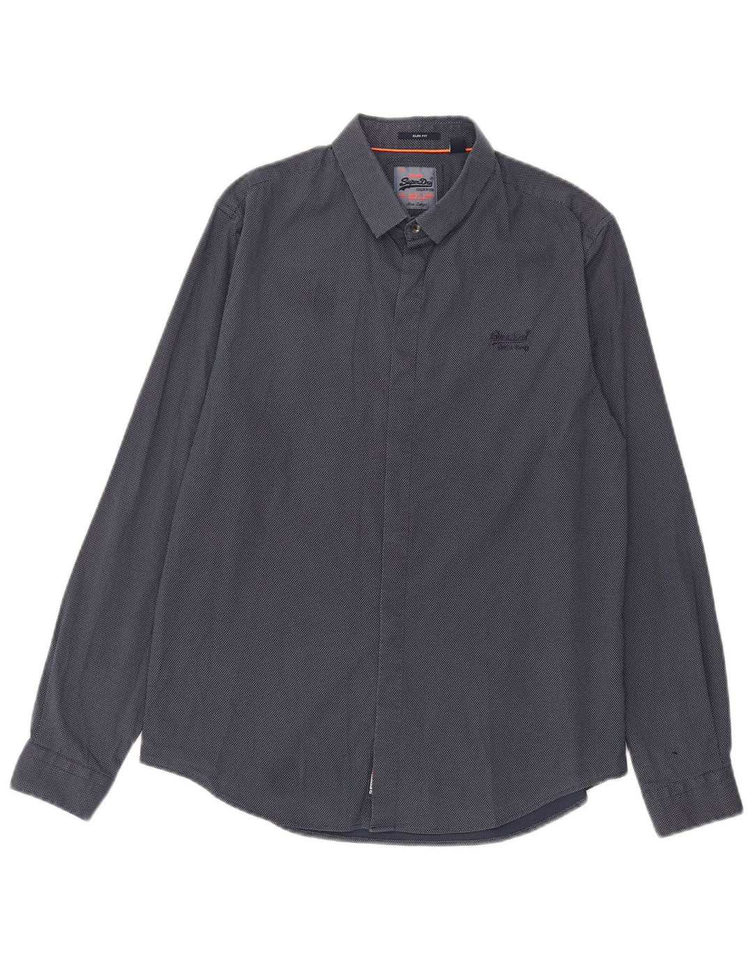 Superdry Chemise Slim Fit Large Bleu Marine En Coton À Pois