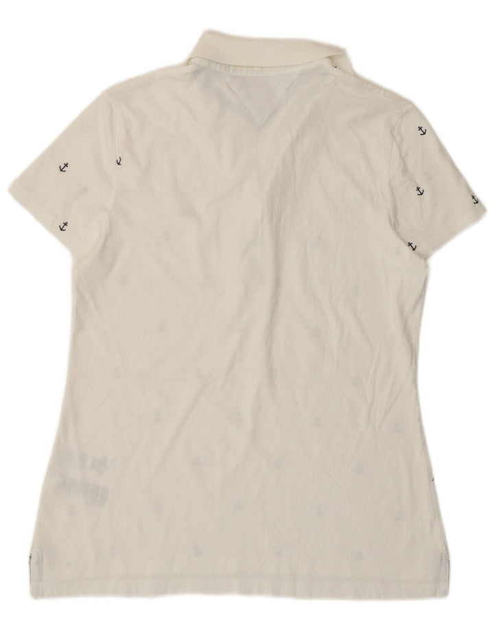 Tommy Hilfiger Polo Femme UK 12 Medium White Spotted Cotton Nautique