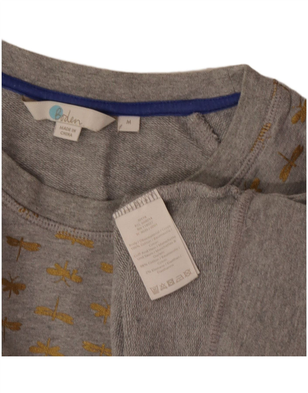 Boden Womens Abstract Pattern Sweatshirt Jumper UK 44 Gris Moyen Coton