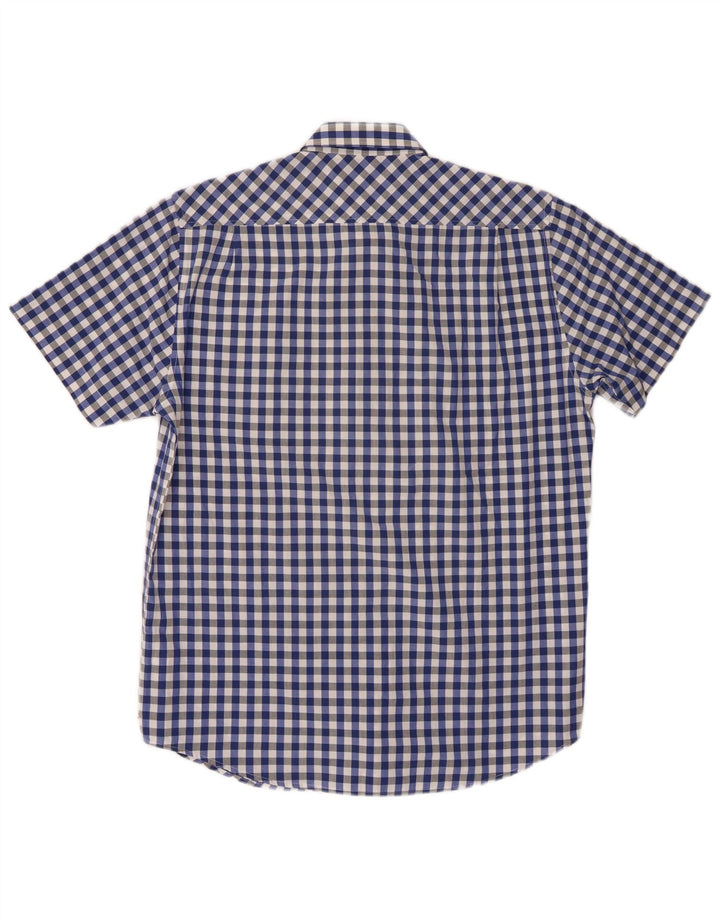 Pierre Cardin Chemise à manches courtes pour homme en coton vichy bleu moyen