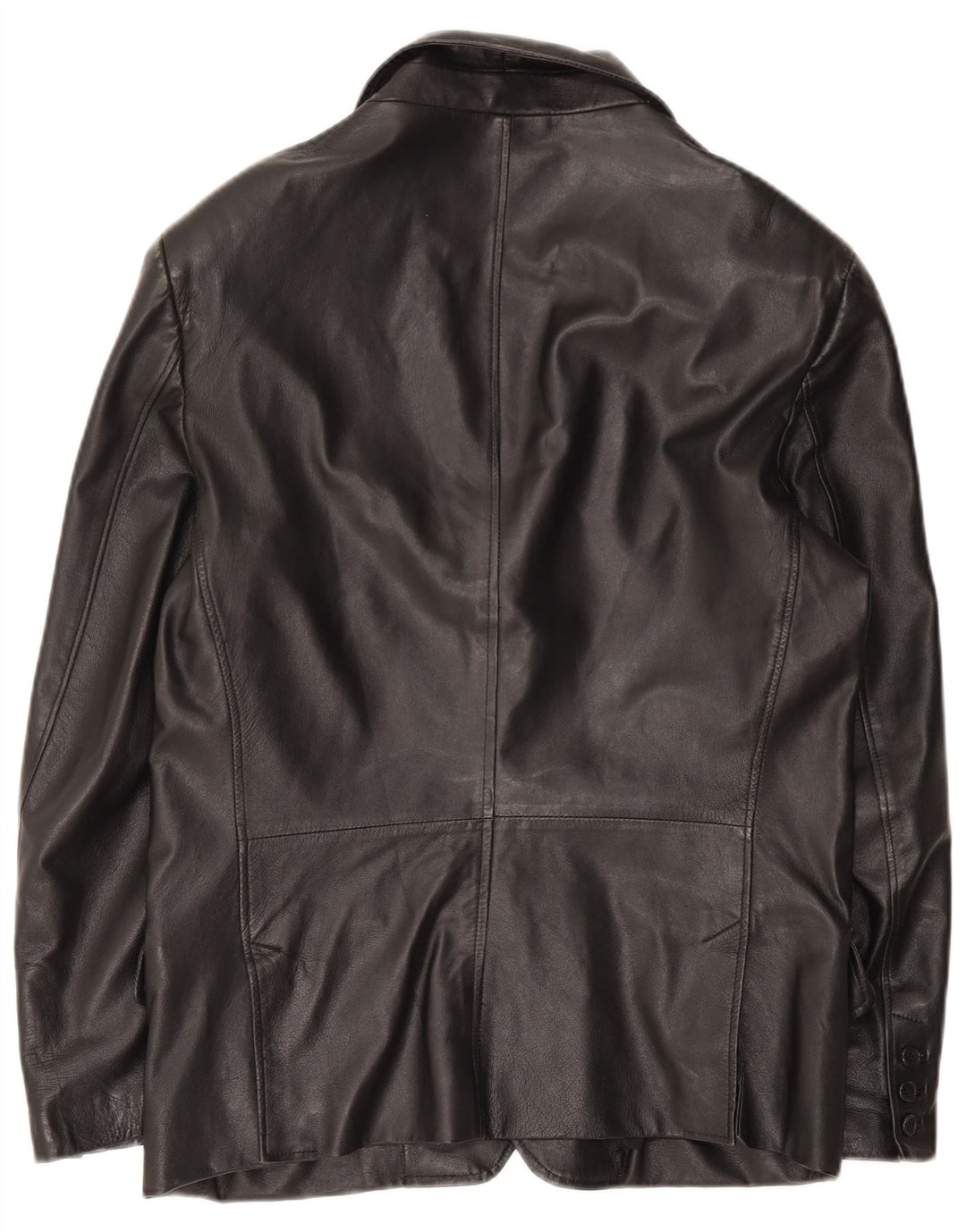 vintage Homme 3 Boutons Veste Blazer En Cuir IT 50 Grand Cuir Noir