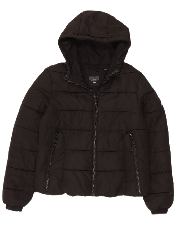 Superdry Veste matelassée à capuche pour femme UK 12 Medium Noir Polyester