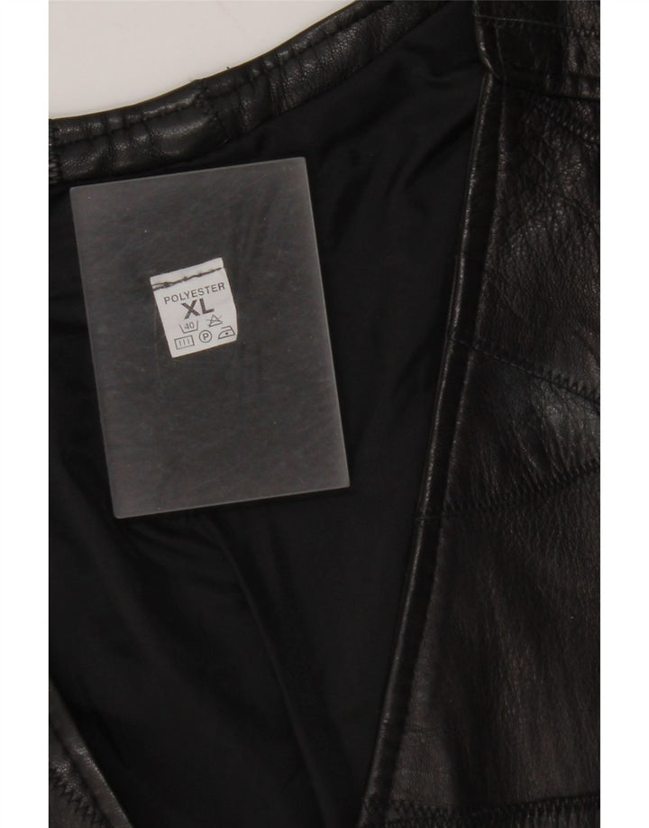 VINTAGE Gilet en Cuir Homme XL Noir