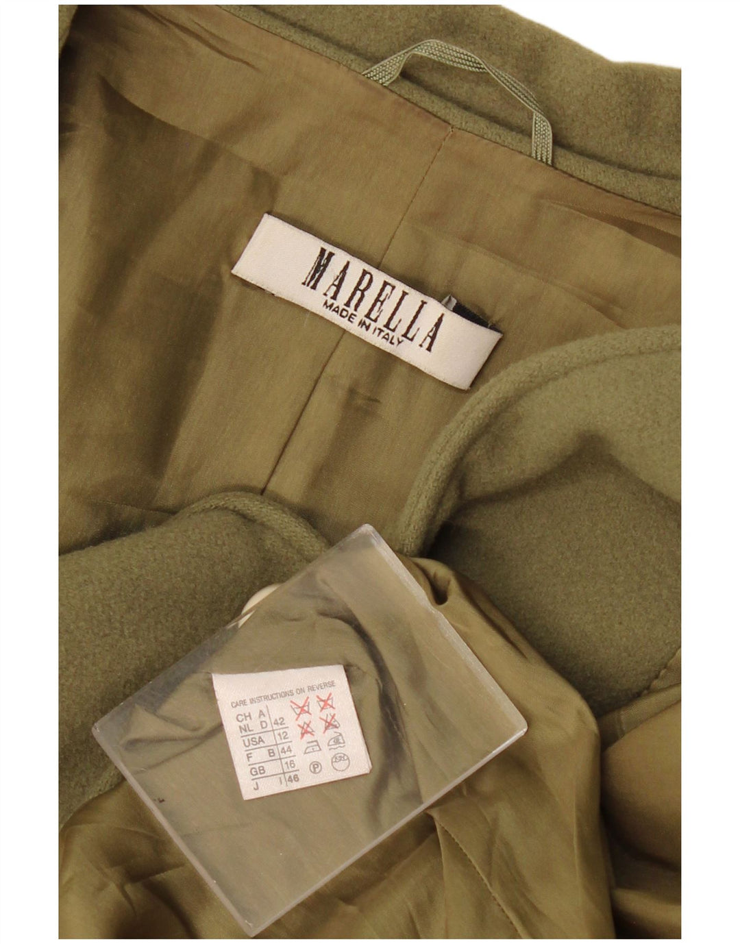 Marella Veste Blazer 1 Bouton pour Femme UK 16 Grand Kaki Cachemire