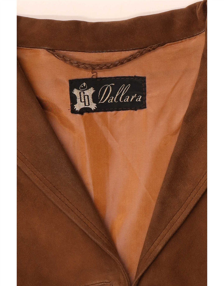Dallara Veste blazer en daim à 3 boutons pour femme UK 14 Marron moyen