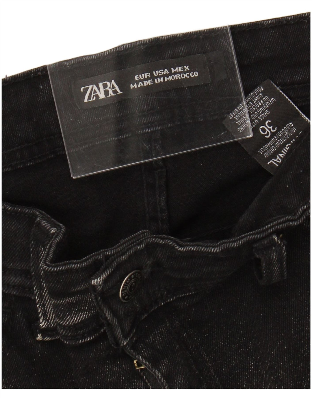 Zara Jean skinny vieilli W36 L25 pour homme en coton noir