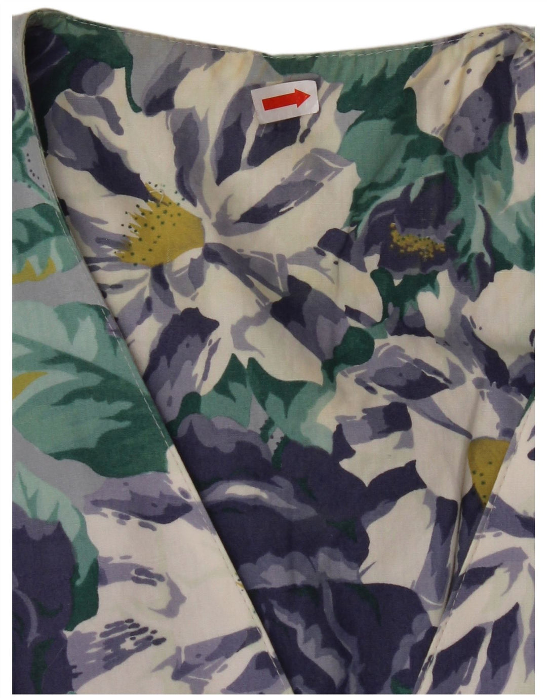 VINTAGE Femme Chemise à manches courtes Blouse UK 14 Grand Bleu Floral