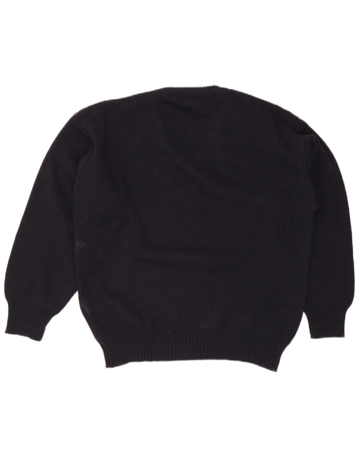 Tris Line Pull Col V Homme IT 48 Laine Rayée Bleu Marine Moyen