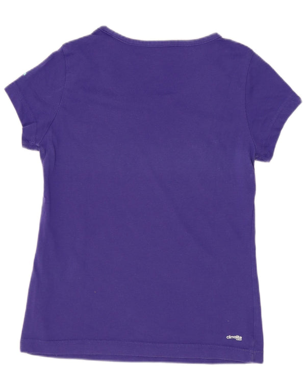 Adidas Climalite Graphic T-Shirt Top Fille 11-12 Ans Violet Coton