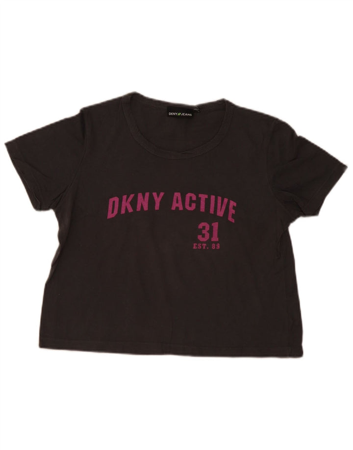 Dkny T-shirt court graphique pour femme UK 14 Gris moyen