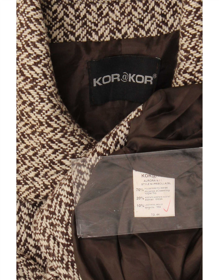 Kor@Kor Caban Femme IT 44 Polyester Marron Moyen à Chevrons