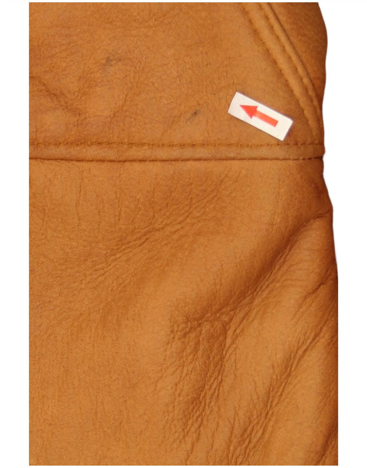 veste en peau de mouton à capuche surdimensionnée femme vintage EU 40 Cuir beige moyen