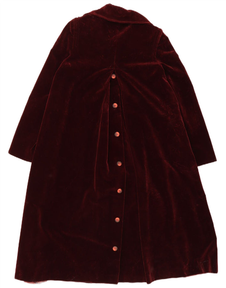 vintage Womens Velvet Overcoat IT 46 Grand Bourgogne