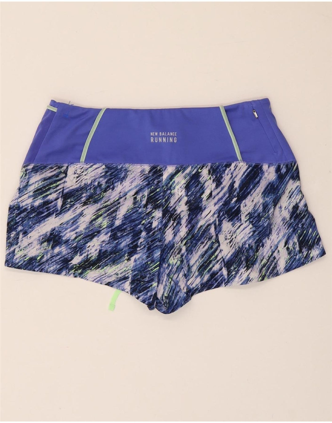 NEW BALANCE Short de sport à motif abstrait pour femme UK 14 Bleu moyen
