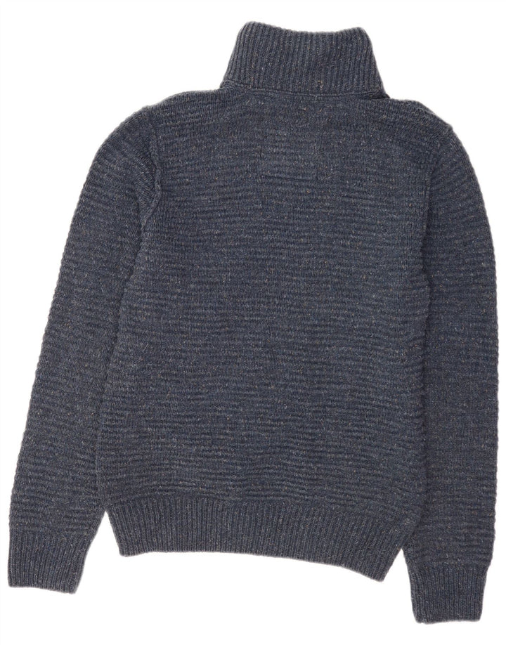 Fat Face Pull Col Zippé Homme Bleu Moyen Acrylique