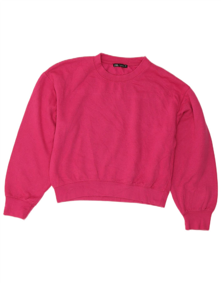 Zara Sweat-shirt court surdimensionné pour femme UK 10 Petit Rose