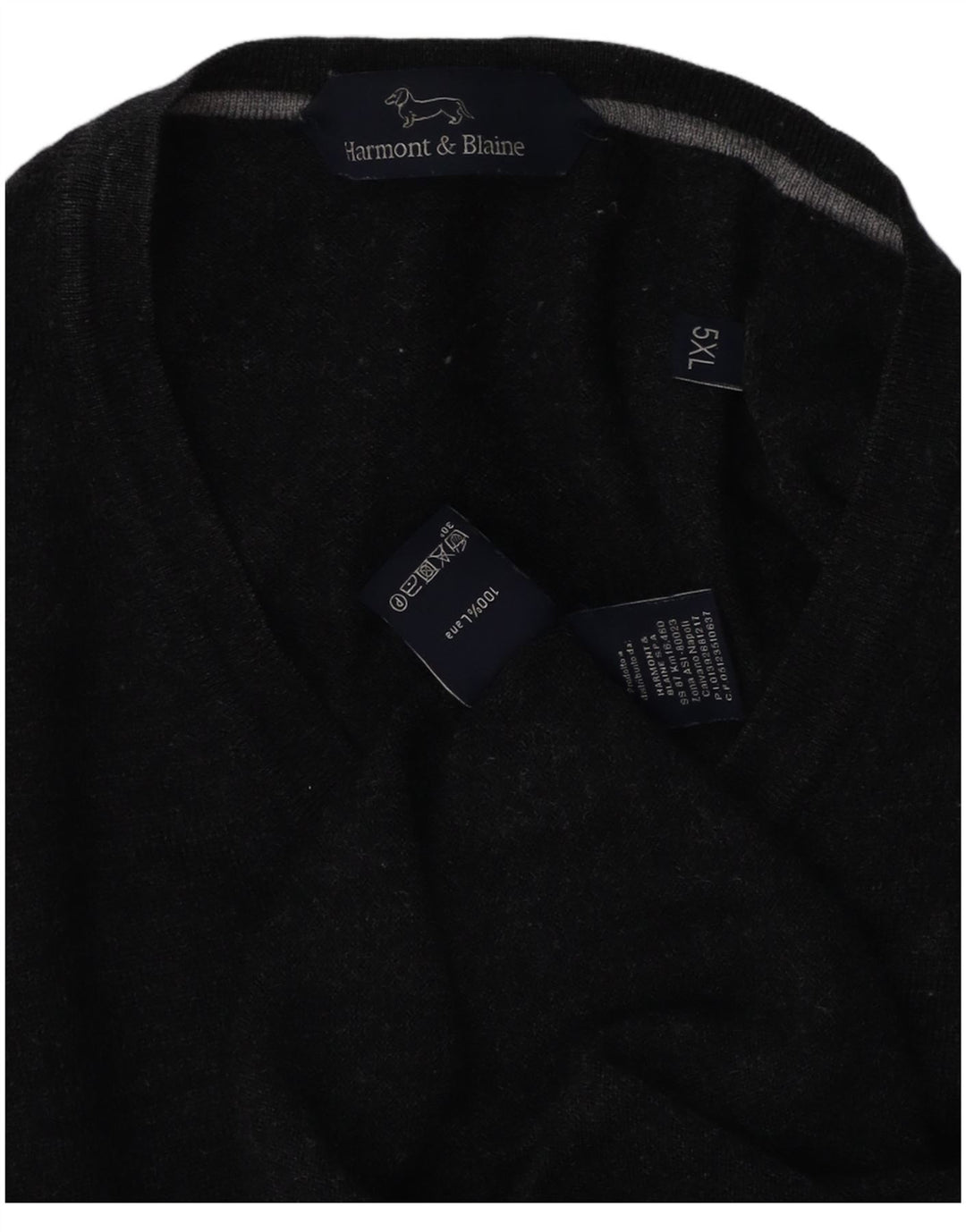 Harmont & Blaine Pull col V pour homme 5XL Gris Laine