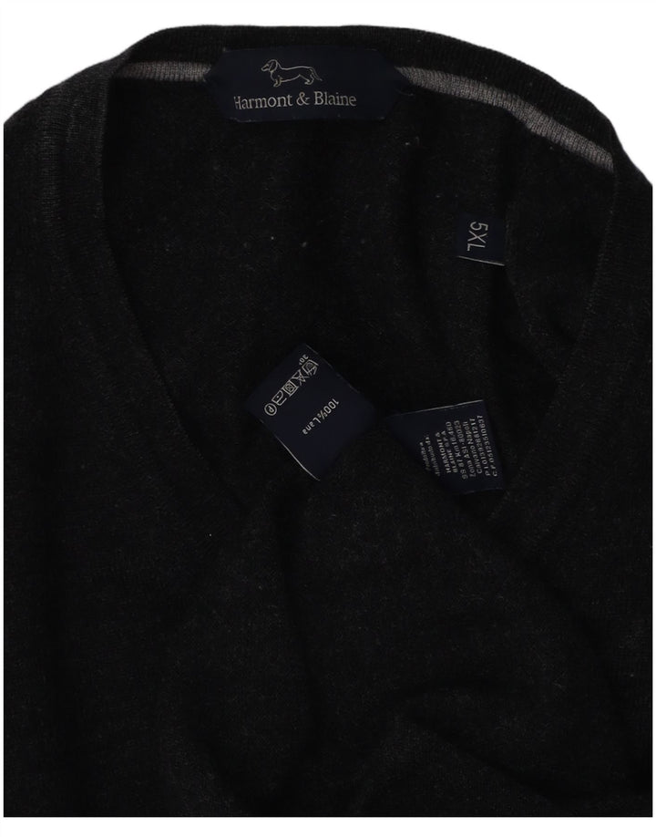 Harmont & Blaine Pull col V pour homme 5XL Gris Laine